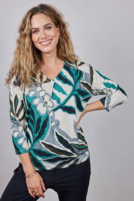 LOOSE V-TEE FREE 3/4 SLEEVES ALFALFA GREEN WITH PALM SPRINGS 1