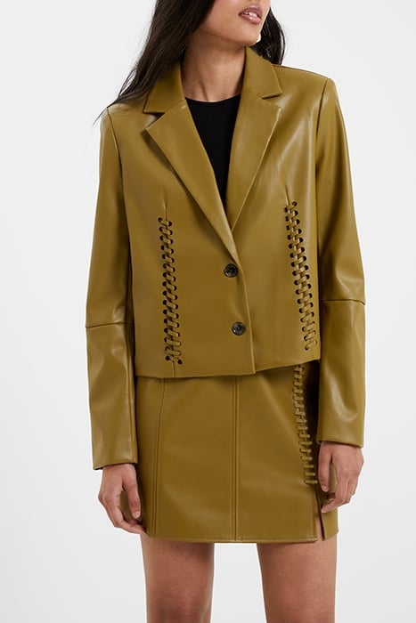 CROLENDA PU CROPPED BLAZER BROWN 1