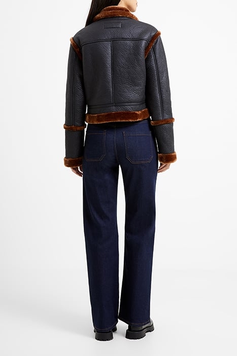 BELEN FAUX FUR L/S CROP JKT BLACK 3