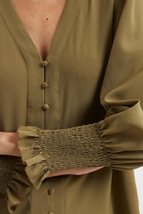 CREPE V NECK BLOUSE BROWN 4