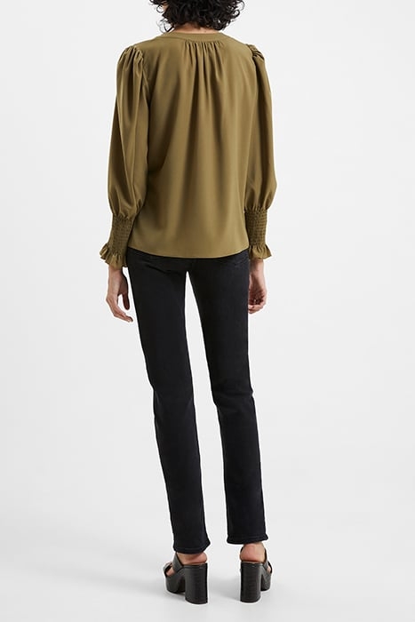 CREPE V NECK BLOUSE BROWN 3