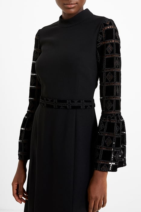 GARNET VELVET LACE DRESS BLACK 4