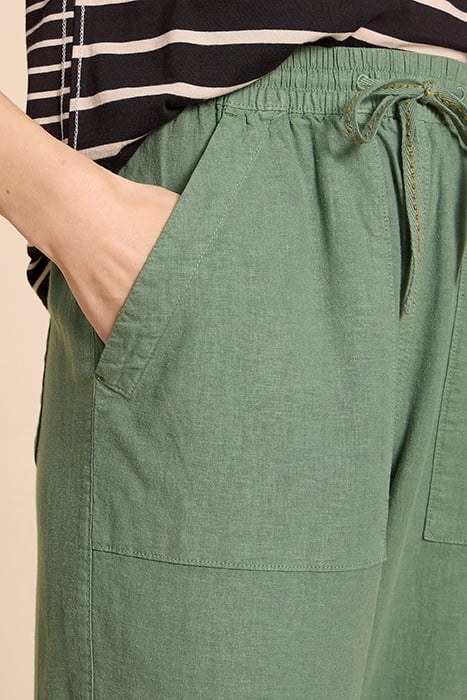 ELLE LINEN BLEND TROUSER MID GREEN 4