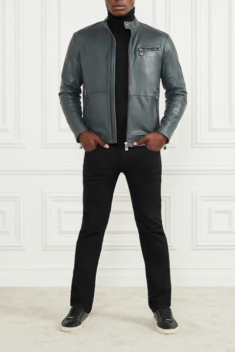 REAL LEATHER JACKET JET BLACK & BIKER 3