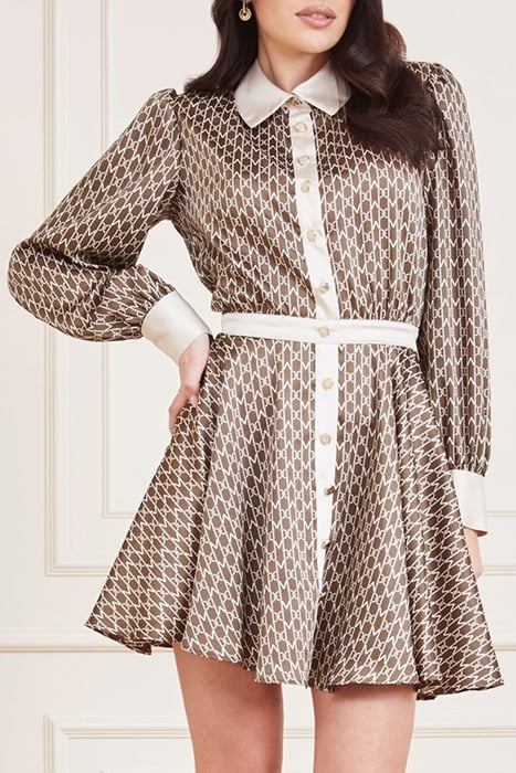 NEW MONOGRAM FLARED GENERAL BROWN BUFFY DRESS SHIRT 1