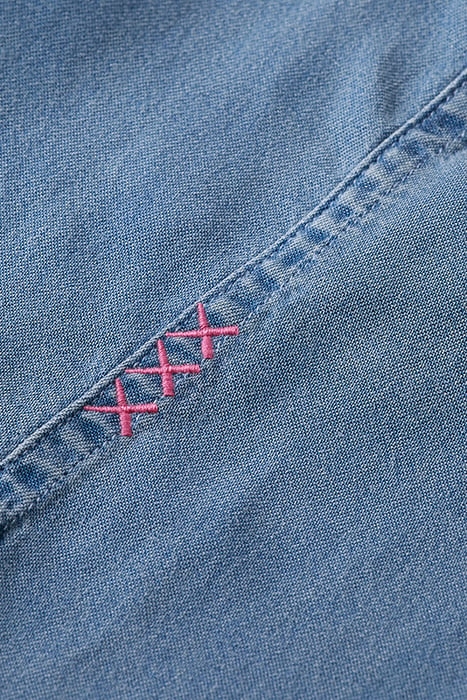 LACE UP DENIM WASHED INDIGO TENCEL SHIRT INDIGO 6