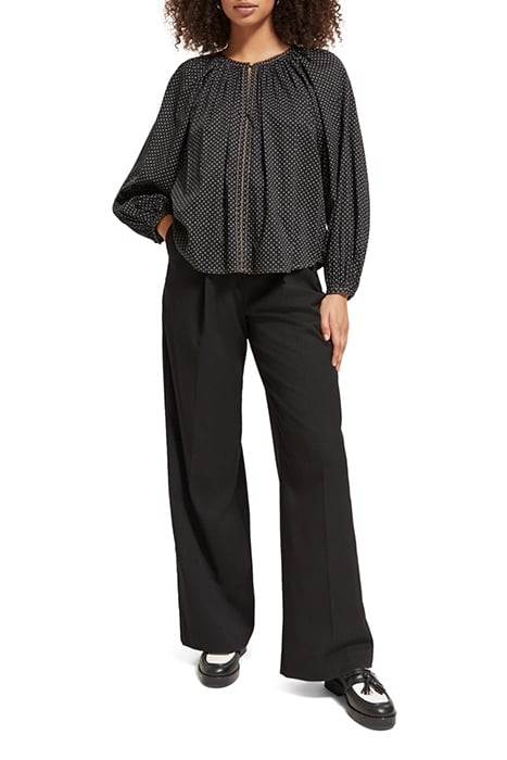 BALLOON SLEEVE EMBROIDERED TOP POLKA EVENING BLACK 3