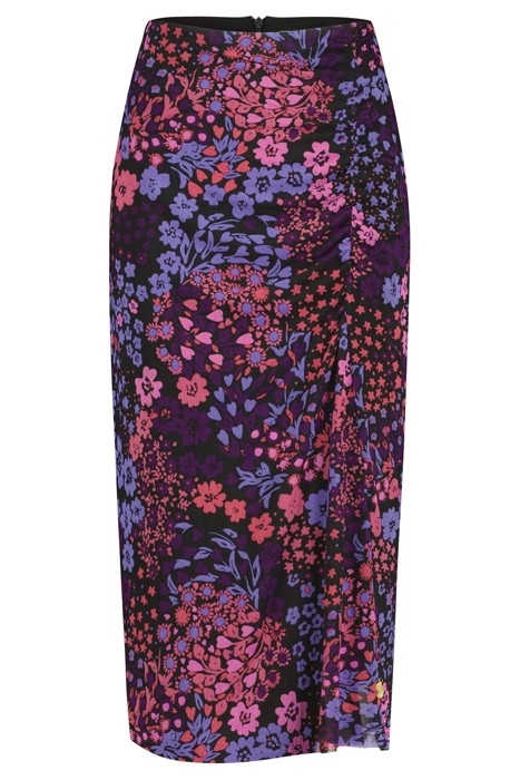 JESSY MIDI SKIRT BLACK/BUBBLE GUM PIN 3