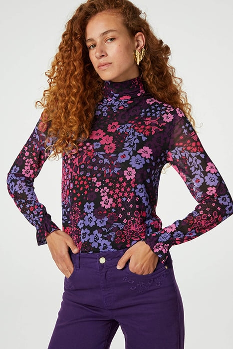 JOHANNA TOP BLACK/BUBBLE GUM PIN 1