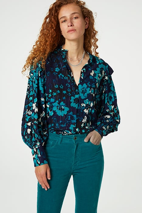 PHILO BLOUSE BLACK/KEEP IT TEAL 1