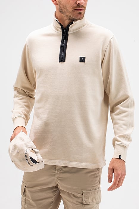 ALOIS HALF ZIP SWEAT BEIGE GREY 1