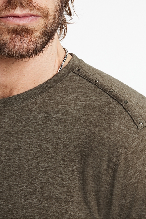 DOVER LS CREW IN PLAITED DARK MOSS 3