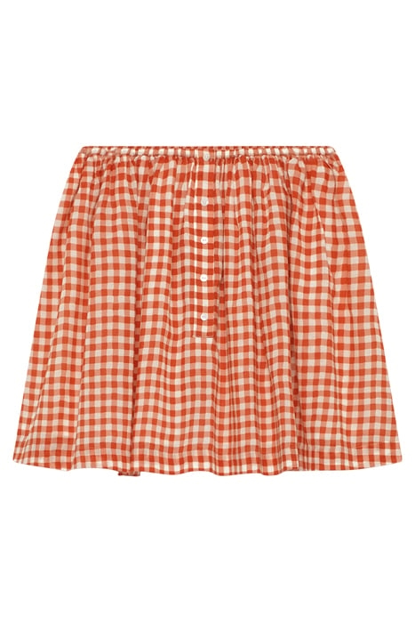 BUTTONED HIGH WAIST TRAPÈZE SKIRT VICHY ROUGE 4