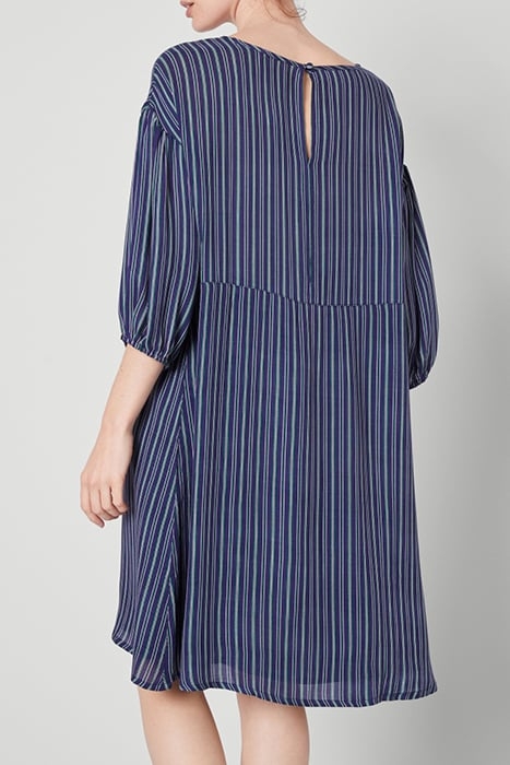 BOAT COLLAR PRINTED DRESS RAYURES BLEU VERT 2