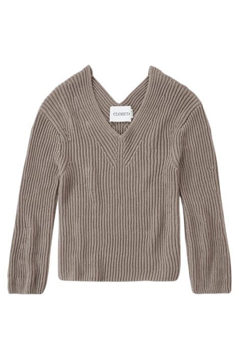 V NECK LONG SLEEVE KNITS BROWN SUGAR 4
