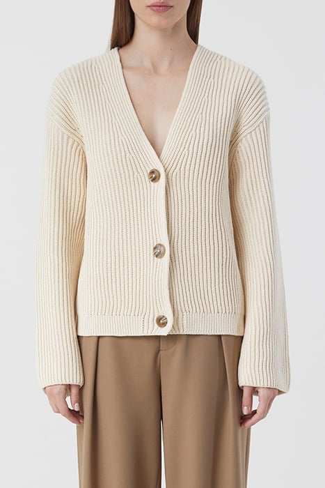 V CARDIGAN LONG SLEEVE KNITS IVORY 1