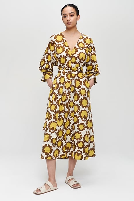 COTTON PRINTED DRESS YELLOW 5