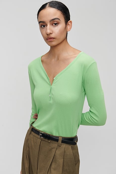 HENLEY RIB TEE GRASS GREEN 4