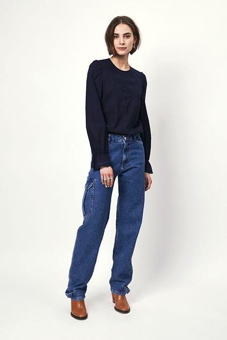 SHAUNA SMOCKED LACE TOP SAPPHIRE BLUE 1