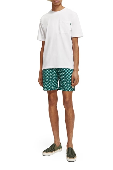 MID LENGTH - MINI PRINTED SWIMSHORT TURQUOISE TILES AOP 2