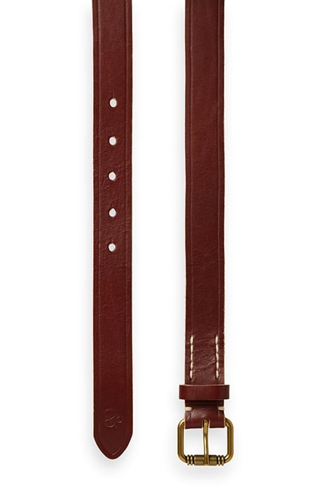 LEATHER BELT WITH RAW EDGE GARNET 4