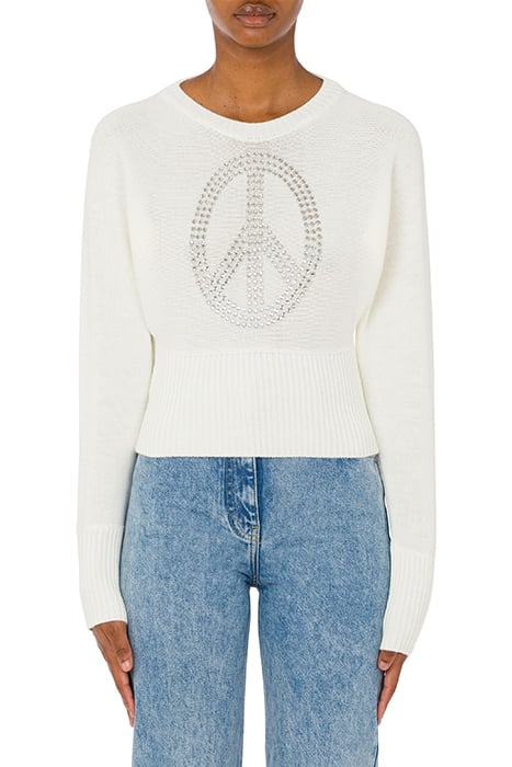 PEACE SYMBOL WOOL BLEND SWEATER WHITE 1