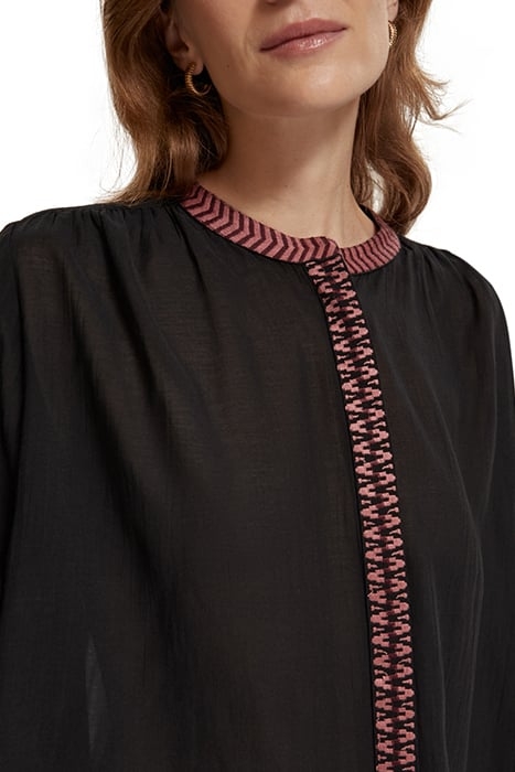 SHIRT WITH GATHERING AND EMBROIDERY DETAIL EVENING BLACK 6