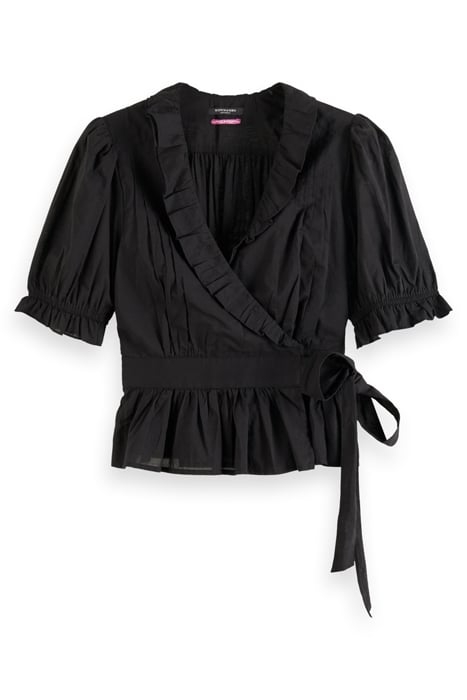 WRAP TOP WITH RUFFLE DETAIL EVENING BLACK 4