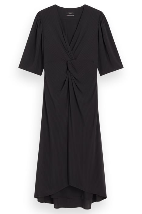 MIDI WRAP DRESS WITH KNOT DETAIL BLACK 1
