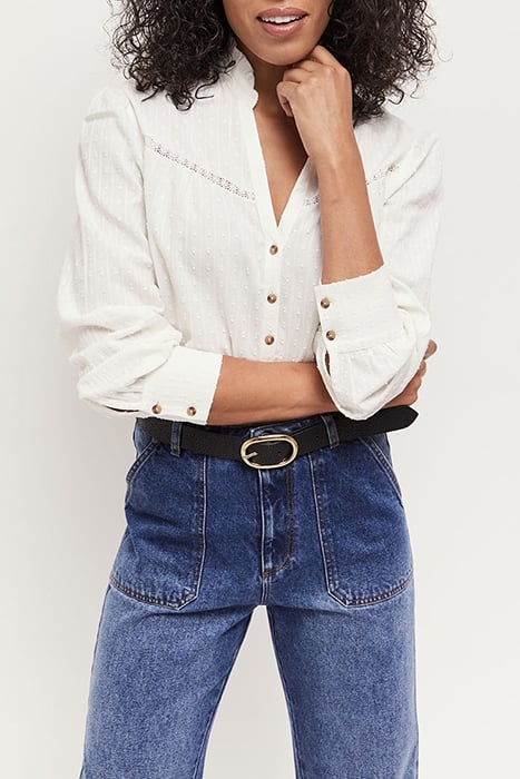 CAISA - ECOVERO™ LENZING™ ECRU BLOUSE WITH LACE COLLAR 1