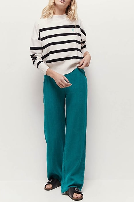 TIANA - ECRU KNITTED JUMPER WITH STRIPES AND DANCER EMBROIDE 2