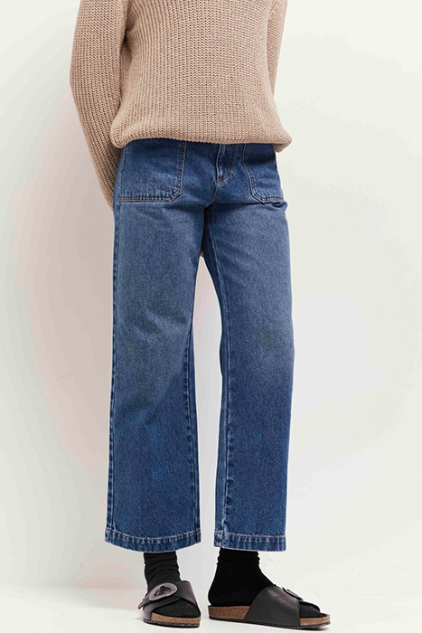 LE JOANNA - 7/8TH HIGH WAISTED BLUE STRAIGHT JEANS 3