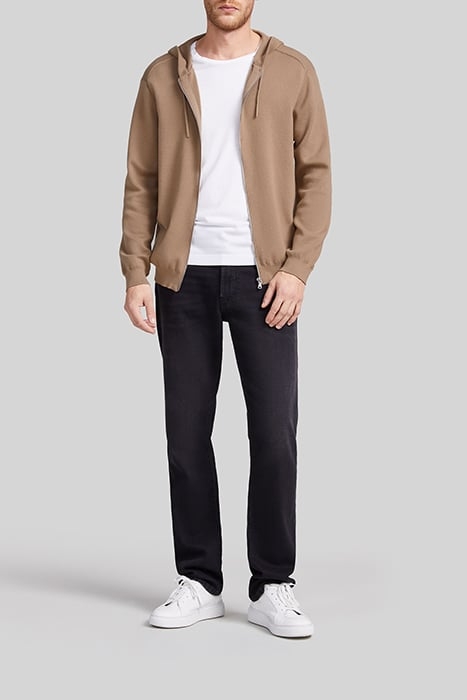 BEIGE KNIT HOODED ZIPPED CARDIGAN 3