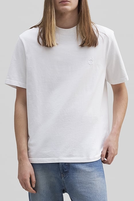 UNISEX WHITE COTTON EMBROIDERED GENDER FREE T-SHIRT 1