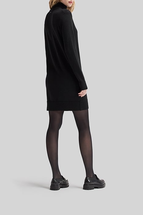 BLACK BEADED SHOULDER FUNNEL NECK KNITTED DRESS 3