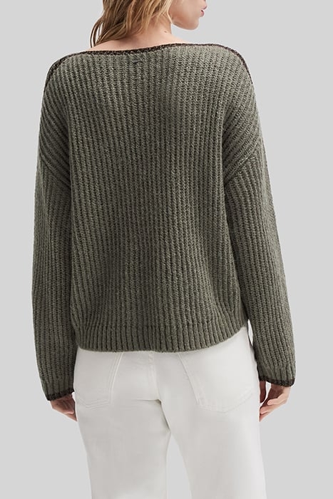 ARMY GREEN RIBBED KNIT SWEATER WITH LUREX DETAILS 2