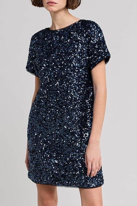 REVERSIBLE SEQUIN-EMBROIDERED BLUE DRESS 7