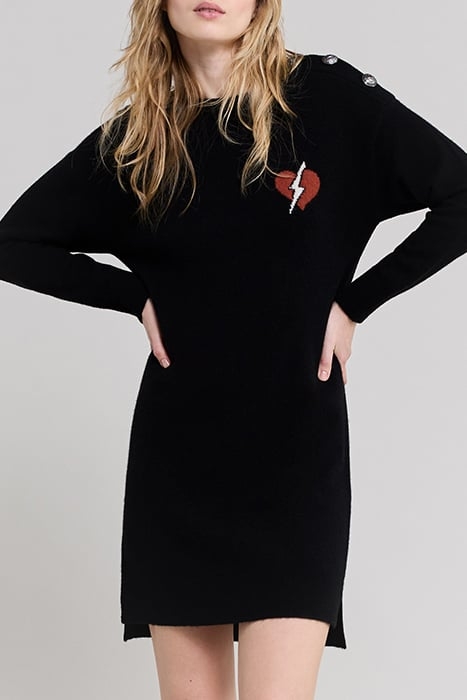 BLACK LIGHTNING HEART VISUAL KNIT SWEATER DRESS 6