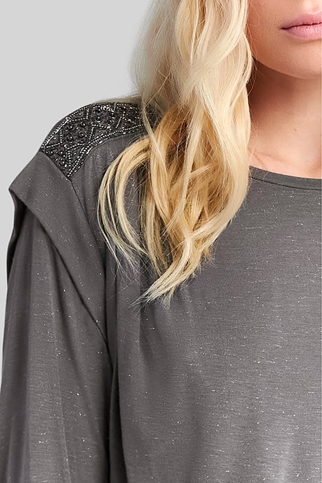 GREY T-SHIRT WITH MICROBEADS ON SHOULDERS 5