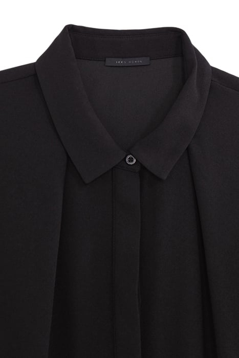 BLACK RECYCLED SHIRT DRESS WITH GIPURES 6