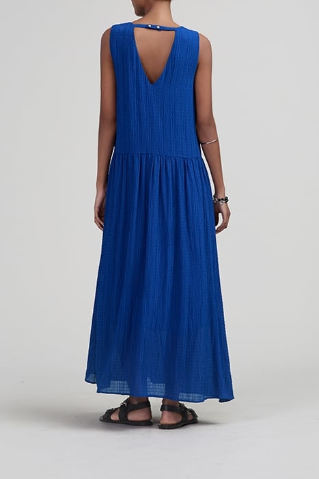 COBALT RECYCLED WAFFLE FABRIC LONG DRESS 2