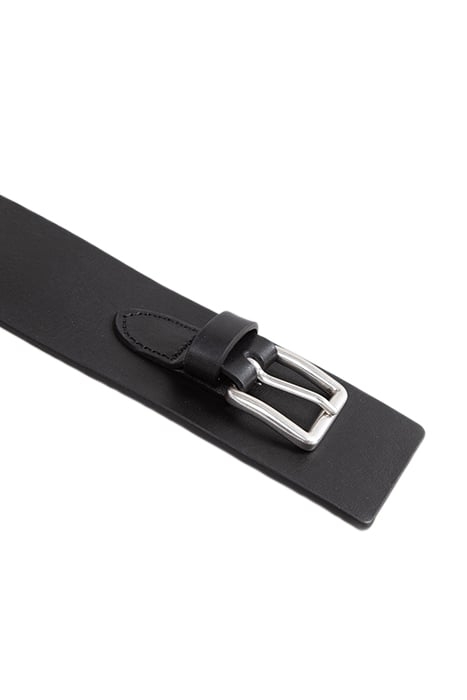 BLACK LEATHER DRESS BELT WITH STUDDED TAB 3