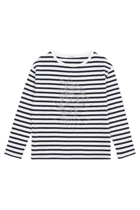 ECRU SAILOR-STRIPE T-SHIRT WITH STUDDED SKULL 4