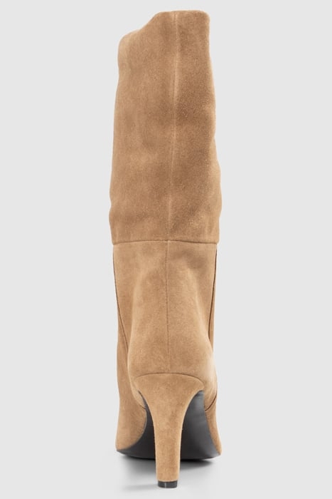 SAND SUEDE HEELED BOOTS WITH FOLDED DOWN TOP 3