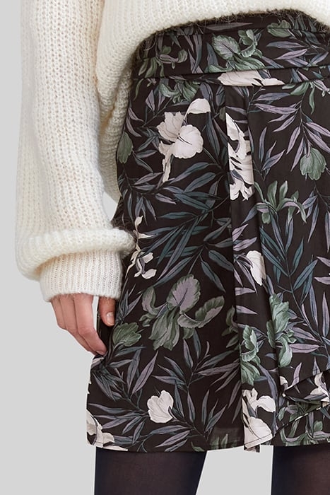 BLACK LENZING™ ECOVERO™ ORCHID PRINT SHORT SKIRT 6