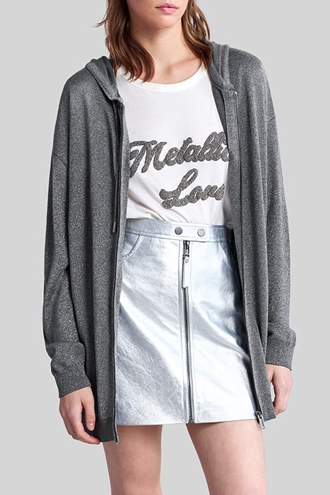 SILVER LUREX KNIT MID-LENGTH CARDIGAN 1