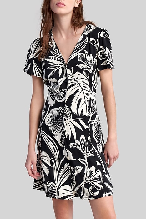 BLACK LENZING™ ECOVERO™ TROPICAL PRINT DRESS 1