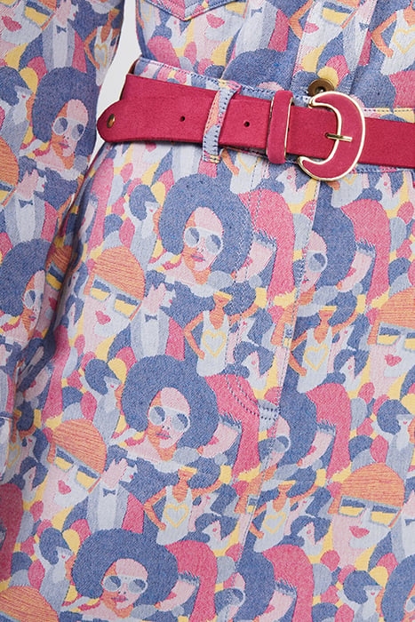 ROYAL BLUE SHORT SKIRT WITH WOMEN MOTIF JACQUARD 6