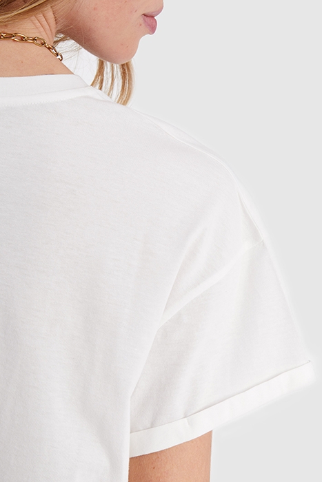 OFF-WHITE T-SHIRT, ROCK MINI-FLOWER & HEART IMAGE 4