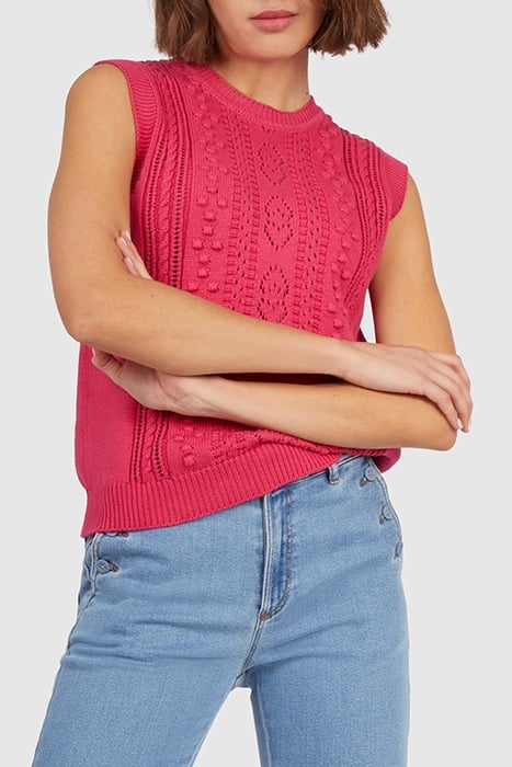 MAGENTA KNIT SLEEVELESS SWEATER 1